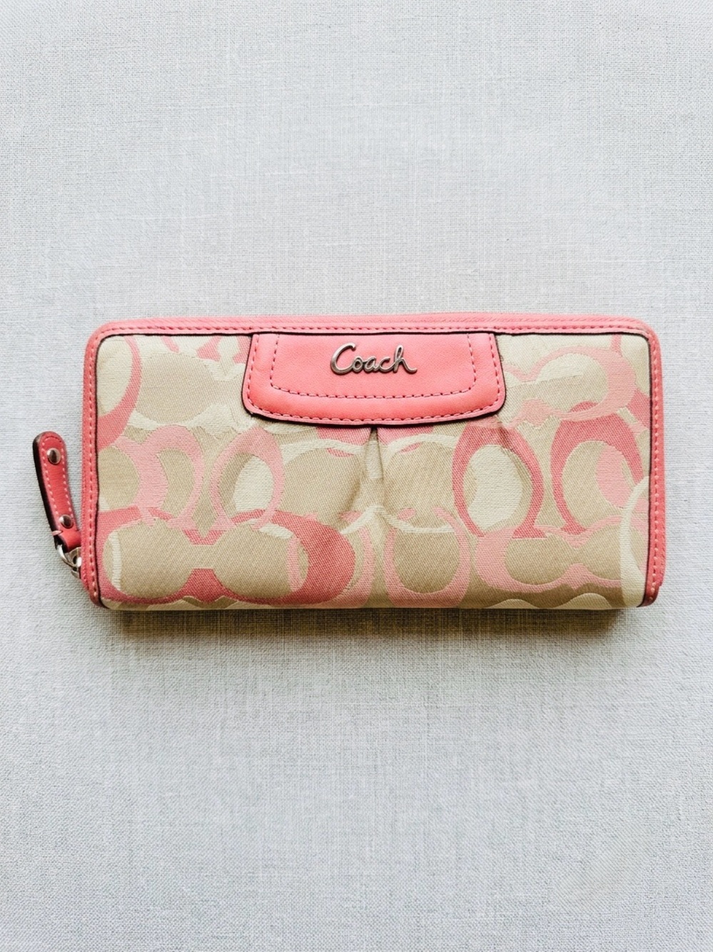 Y2K Coach Signature Canvas Accordion Zip Wallet